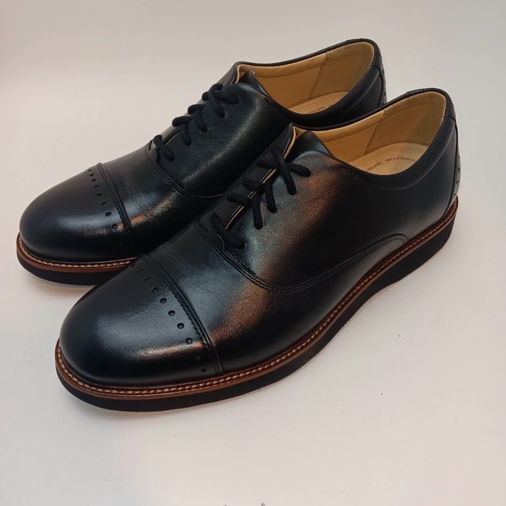 Samuel Hubbard Men's Black Leather market Cap Toe Derby Dress Shoes